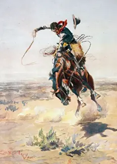 Cowboy Riding Horse Drucke: A bad hoss