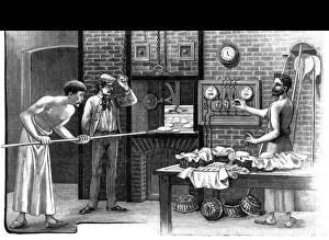 Bread Making Process Drucke: Baker Inserting Loaves