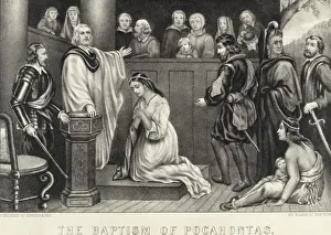 Revolutionary War Images Drucke: The Baptism of Pocahontas