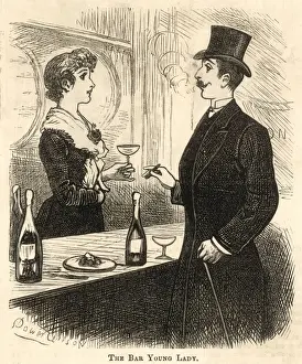 Historical Drinking Culture Drucke: Bar Lady and Customer