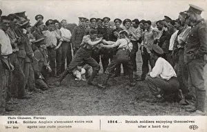 World War I Images Drucke: Bare Knuckle Fighting - Trenches, WW1 - British Soldiers