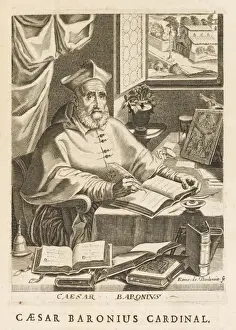 17th Century Art Prints Drucke: Baronio Writing