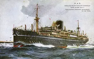 Drucke von Barrabool – P&O Linie (eine Klasse nur) – England-Aegypten-Sri-Lanka (Ceylon)-Australien-Dienst – Doppelruderfahrzeug. Datum: um die 1910er Jahre Sri Lanka Drucke: Barrabool - Linie der P&O (einschließlich nur eine Klasse)