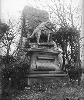 Drucke von Denkmalsstatue für Barry ein Berner Hund der im Alpen 42 Menschen gerettet hat aber von dem 43. getötet wurde weil er dachte das Tier würde ihn angriffen, Friedhof Asnières in Paris Barry Drucke: Barry Statue Paris