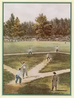 Vintage Baseball Game Drucke: Baseball in a Field