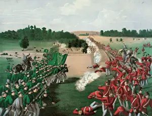 Drucke von Schlacht von Ridgeway, C.W. Druck zeigt die Fenier wie sie britische Truppen bei der Schlacht von Ridgeway in die Flucht schlagen. Datum c1869 Verwandte Bilder Drucke: Schlacht von Ridgeway, C. W