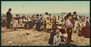 Nostalgic Beach Scenes Drucke: On the beach at Coney Island