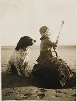 Ein am Strand mit Hund