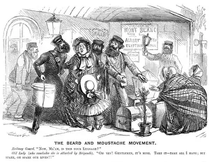 Drucke von Der Bart- und Moustachenbewegung, Cartoon in Punch von John Leech zu Kommentar zur Mode für große Bärte Mode Im Viktorianischen Zeitalter Drucke: Der Bart- und Mustachbewegung, von John Leech