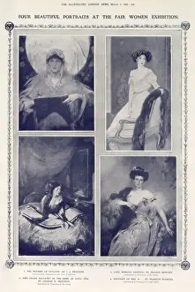 Rutland Drucke: Vier schöne Porträtskizzen zur Ausstellung der fairen Frauen