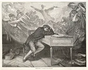 Drucke von LUDWIG VON BEETHOVEN Träumen am Klavier Ludwig Van Beethoven Drucke: Beethoven von Lemud