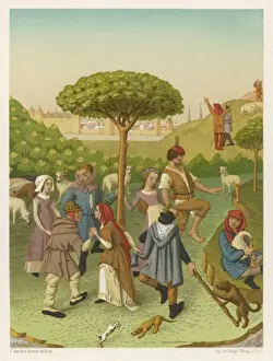 Medieval European Culture Drucke: Belgium 15C Dance Tree