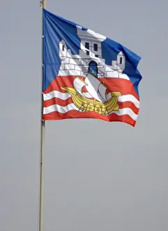 Drucke von Flag von Belgrad, Serbien Schloss Drucke: Flagge von Belgrad