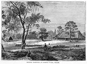 Drucke von Die britischen Barracks in Belmopan (Belize Stadt): zu diesem Zeitpunkt war Belize Teil von Honduras Belize-Stadt Drucke: Belize-Garrison