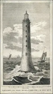 Drucke von Vorgeschlagene Erhöhung der Bell Rock Leuchtturm mit Skala Verwandte Bilder Drucke: Felsengrab Fähre