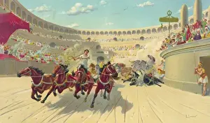 Vintage Theatre Prints Drucke: The Ben Hur chariot race