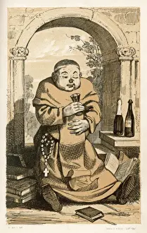 Drucke von Monachus Benedictinus ist eine karikaturistische Zeichnung, die zu einer Zeit erstellt wurde, als England Angst vor einem päpstlichen Eindringling hatte Pitheciidae Drucke: Römisch-Katholischer Mönch des Benediktinerordens