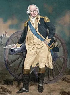Benjamin Lincoln (1733-1810). Radierung mit Farben. Gekleidet