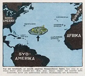 Drucke von Die Gegend hatte bereits vor der Erfindung des Dreiecks eine schurkische Reputation, denn man dachte, dass Wracks ins Sargassamoer Meer gelangen würden Bermuda Drucke: Der Bermuda-Dreieck / Kartenbild