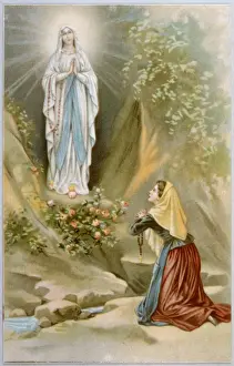 Virgin Mary Apparition Drucke: Bernadette / Postcard