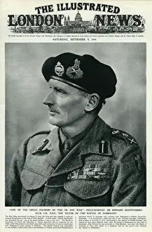 Drucke von Feldmarschall Bernard Law Montgomery, 1. Viscount Montgomery von Alamein (1887-1976), führte im Jahr 1944 den Angriff der III. Division in Nordfrankreich an Generäle Und Führer Drucke: Erwin Rommel