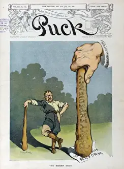 Puck Magazine Illustrations Drucke: The bigger stick