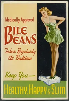 1920s Advertising Art Drucke: Bile Beans Showcard
