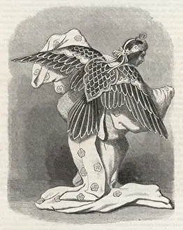 19th Century Japanese Art Drucke: Bird Dance / Japan / 1862