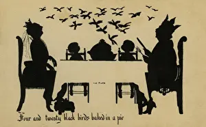 Drucke von Vier und zwanzig schwarzgefiederte Vögel Datum: um 1918 Kinderzimmer Drucke: Vier und zwanzig schwarze Vögel