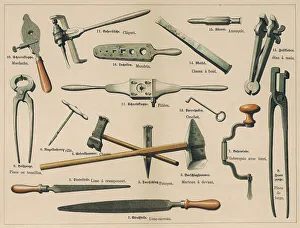 Industriell Drucke: Schmiedewerkzeuge 1875