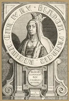 Medieval French Royalty Drucke: Blanche De Bourgogne