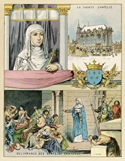 Drucke von Blanche von Castilien Königin von Ludwig VIII. Frankreichs, Regentin für ihren Sohn Ludwig IX., sie herrscht fest und weise: hier ließ sie die ungerecht gefangenen Bauern aus Chatenay freigelassen Lizenzgebühren Drucke: Blanche von Kastilien
