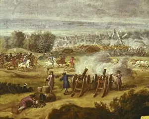 Museum Quality Paintings Drucke: Blockade of Paris Attack on Charenton, 1649