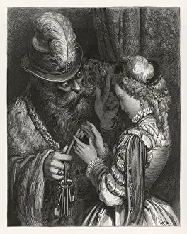 French Folklore Art Drucke: Bluebeard
