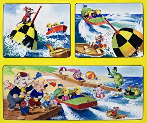 Summer Beach Scene Drucke: Boating