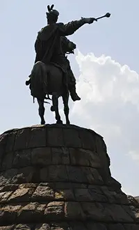 Drucke von Bohdan Khmelnytsky (1595-1657). Kosakenführer . Denkmal, 1888 von dem Bildhauer Michael Micheschin (* 1835; † 1896) im St.-Sofia-Platz in Kiew. Ukraine Kiew Drucke: Bohdan Khmelnytsky (1595-1657) Kaukasus-Kosakenführer Denkmal
