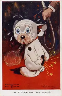 Bonzo Cartoon Drucke: Bonzo with a sore bottom