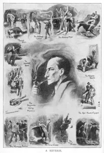 Drucke von Der große Detektiv umgeben von Erinnerungen an seine größten Erfolge Verwandte Bilder Drucke: Sherlock Holmes - Reverie