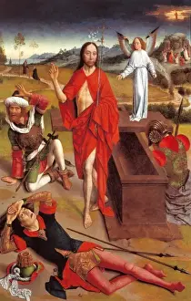 Drucke von Dirck Bouts, Auferstehung, flämische Kunst auf Holz mit Tempera Dirck Bouts Drucke: Dirk Bouts