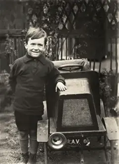 Vintage Toy Cars Drucke: A boy and his car
