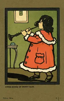 Early 20th Century Music Scene Drucke: Boy playing a clarinet