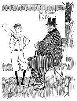 Historical Cricket Images Online Drucke: Boy provides straightforward answer when quizzed by Uncle