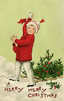 Snowball Fight Drucke: Boy throwing a snowball