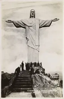 Drucke von Brasil - Rio de Janeiro - Die Statue des Christus der Erlöser auf dem Gipfel von Mount Corcovado Südamerikanische Kunstdrucke: Brasilien - Rio de Janeiro - Die Statue von Jesus der Erlöser