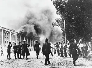 Drucke von Bauten im Feuer der Stadt Brest-Litowsk Weißrussland Drucke: Die Brest-Litowksk Gebäude brennen