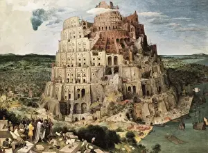Drucke von Pieter Breuggel der Ältere genannt Bauernbrügge (* 1525 - * 1569). Die Turm von Babel (Gemälde aus dem Jahr 1563, detaillierte Darstellung in flämischer Kunst auf Holz mit Ölfarbe) Pieter Bruegel Der Ältere Drucke: Pieter Breugel der Ältere, Das Turm von Babylon