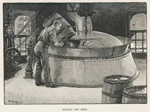 Vintage Brewery Equipment Drucke: Brewery Boiling the Beer