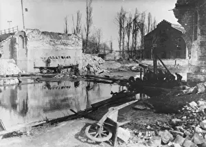 WW 1 Historical Images Drucke: Bridge construction WWI