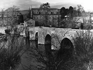 Historic Bridges In England Drucke: Bridge across River Dart at Staverton, Devon