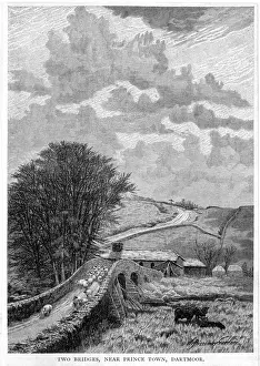 Drucke von Zwei Brücken in der Nähe von Prinz-Town auf dem Dartmoor im Devontal wird wegen seiner zwei Brücken genannt; Datum ca. 1890 Zwei Brücken Drucke: Zwei Brücken von Dartmoor